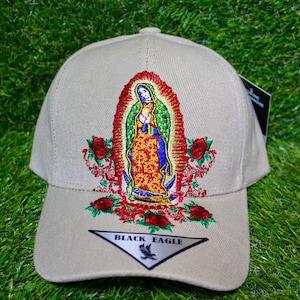 Our Lady of Guadalupe Baseball Hat. Embroidered Our Lady of Guadalupe Hat. Virgen de Guadalupe Hat. Christian Gift. Khaki Hat. Guadalupe hat
