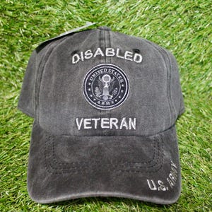 U.S. Army Disabled Veteran Hat. Officially Licensed U.S. Army Disabled Veteran Cap. Black Hat. Washed Cap. Gift for Dad. Disabled Veteran