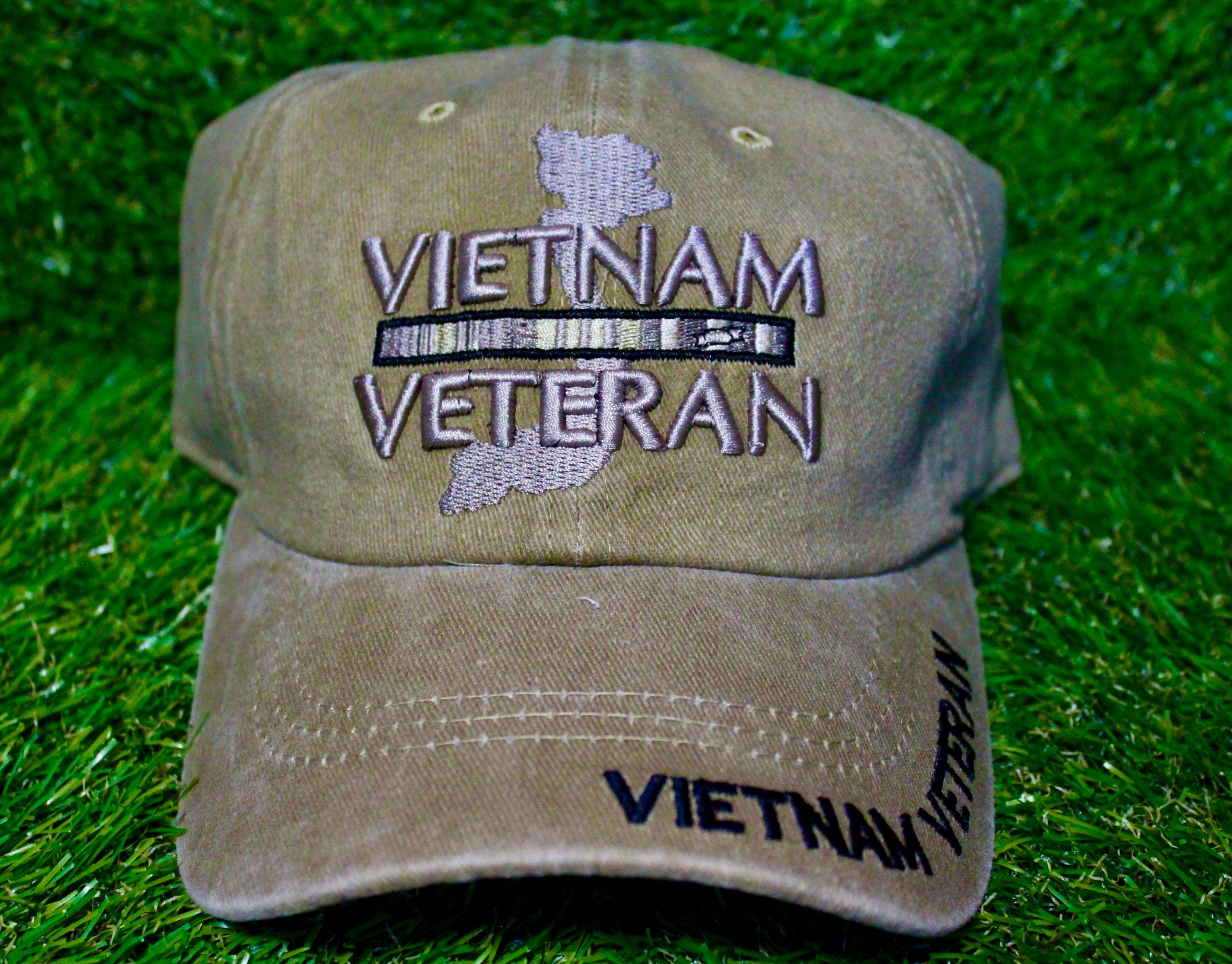 Vietnam War Veteran Hat. Officially Licensed Vietnam Veteran Cap. Adjustable Khaki Hat. Washed Cap. Veterans Day. Military Gift. Veteran