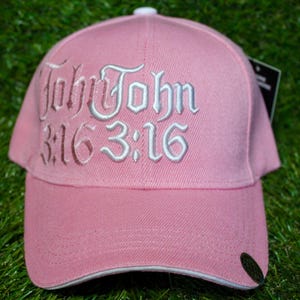 John 3:16 Baseball Hat. Embroidered Jesus Cap. Adjustable Pink Cap. Hat for Daily Wear. Jesus Christ Cap. Jesus Loves You Hat. God is Good