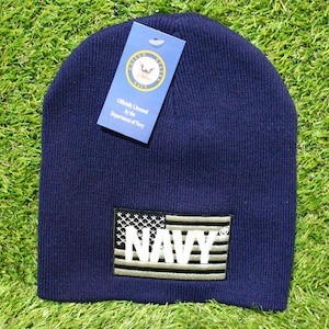 U.S. Navy Blue Beanie. Military Embroidered Hat. Veteran Winter Cap. Patriotic Navy Gift. Licensed US Navy Blue Beanie. Military Gift