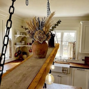 Rustic wooden ceiling lamp made from upcycled construction timber – Handcrafted pendant light in country house & industrial style image 4