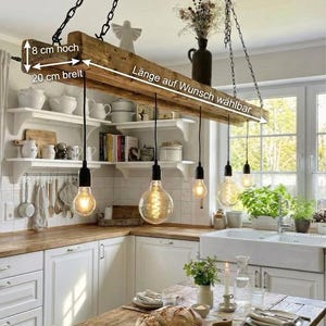 Rustic wooden ceiling lamp made from upcycled construction timber – Handcrafted pendant light in country house & industrial style image 7