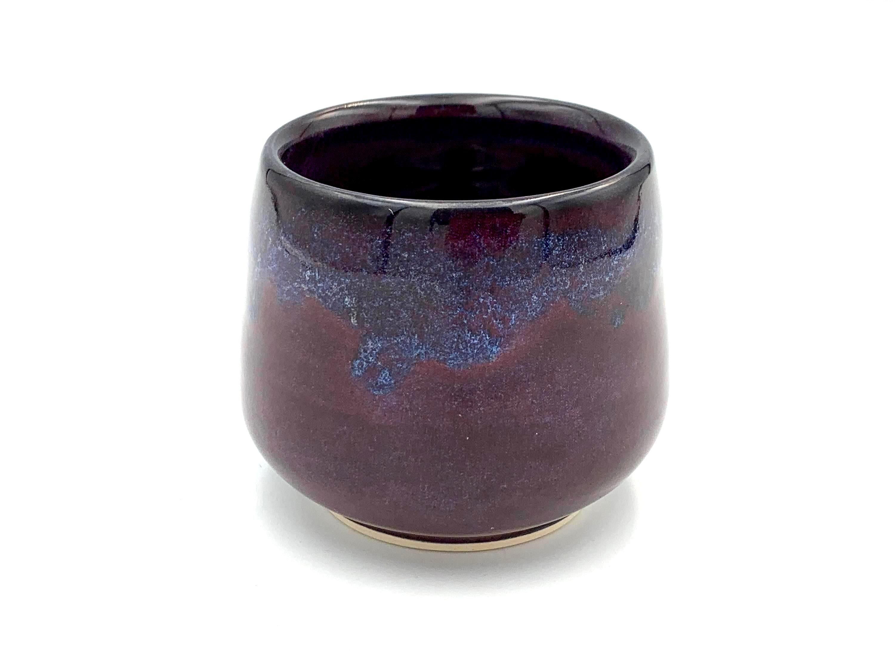 Purple and blue ceramic wine cup 5 oz