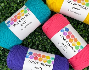 ColorTheory Cloud Acrylic Yarn. Worsted Weight. 300 grams. Incredibly soft, 100% USA Acrylic. Machine Washable.