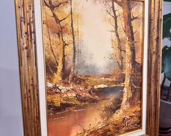 ヴィンテージ 森の風景 風景油絵 署名入り C.Inness 70 x 101 cm
