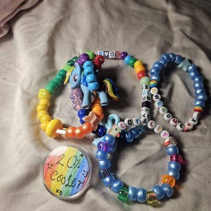 Handmade Rainbow Dash Mein kleines Pony Kandi Halskette Armband und Abzeichen bündeln !!