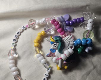 Handmade Princess Celestia My little pony Kandi Necklace!!
