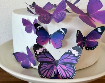 Edible Butterflies Assorted set of 15 Royal Purple- Cake and Cupcake Topper Decoration Supply