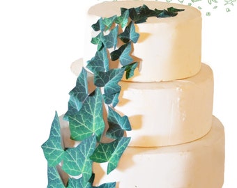 Gâteau comestible aux feuilles de lierre et garnitures de cupcakes - Décorations de gâteau de mariage