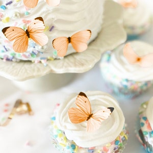 24 EDIBLE Pastel Butterflies Cake & Cupcake toppers Food Decorations PRECUT and Ready to Use Choice of color Orange