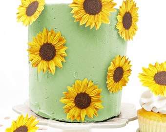 Edible Sunflowers Flowers Cake & Cupcake toppers - Food Decoration Wafer