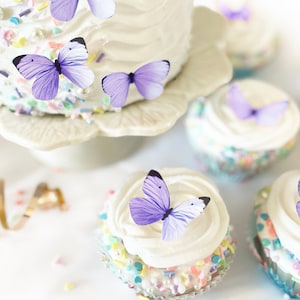 24 EDIBLE Pastel Butterflies Cake & Cupcake toppers Food Decorations PRECUT and Ready to Use Choice of color Purple