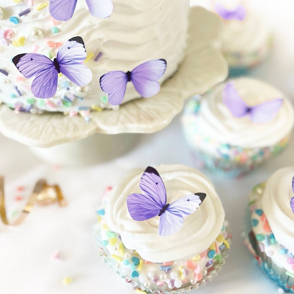 24 EDIBLE Pastel Butterflies  -  Cake & Cupcake toppers - Food Decorations - PRECUT and Ready to Use- Choice of color