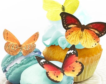 24 EDIBLE Butterflies The Original- Small Orange and Yellow - Cake & Cupcake toppers - Food Decorations - PRECUT and Ready to Use