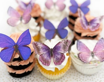 Wedding Cake Topper Edible Purple Butterflies - Butterfly Cake & Cupcake Toppers - Food Decorations