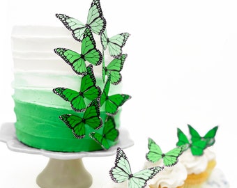 Wedding Cake Topper Edible Ombre Monarch Butterflies - Butterfly Cake & Cupcake Toppers - Food Decorations
