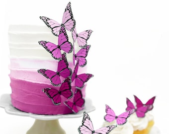 Wedding Cake Topper Edible Ombre Monarch Butterflies - Butterfly Cake & Cupcake Toppers - Food Decorations