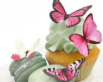 24 EDIBLE Butterflies The Original- Small Pink - Cake & Cupcake toppers - Food Decorations - PRECUT and Ready to Us