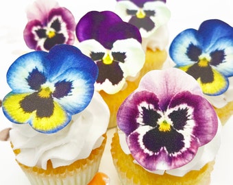 Edible Pansies- Pink, Purple, Blue - Cake & Cupcake toppers - Food Decoration