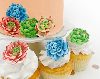 Sugar Robot Inc. Edible Wafer Succulents - Cake and Cupcake Toppers, Decoration Premium Crafted in the USA