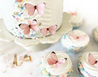 24 EDIBLE Pastel Butterflies  -  Cake & Cupcake toppers - Food Decorations - PRECUT and Ready to Use- Choice of color