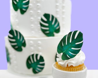 The Original EDIBLE Monstera Leaves - Dark Green - Cake & Cupcake toppers - Food Decorations