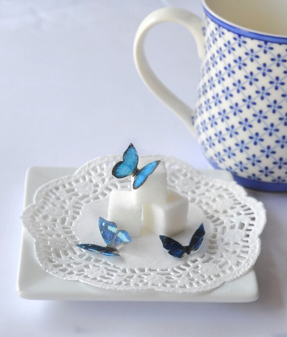 Wedding Cake Topper Itsy Bitsy Mini Edible Butterflies - Assorted Blue set of 48- for Cake Decorating and Cupcake Toppers Il_570xn