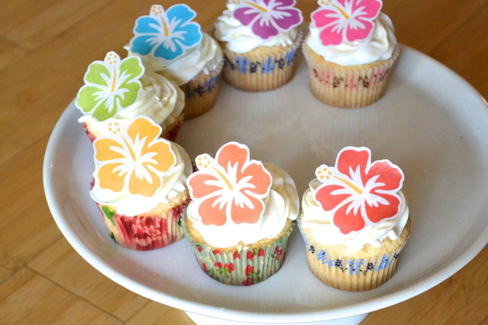 Edible Hawaiian Tropical Hibiscus Flowers Cake & Cupcake Etsy