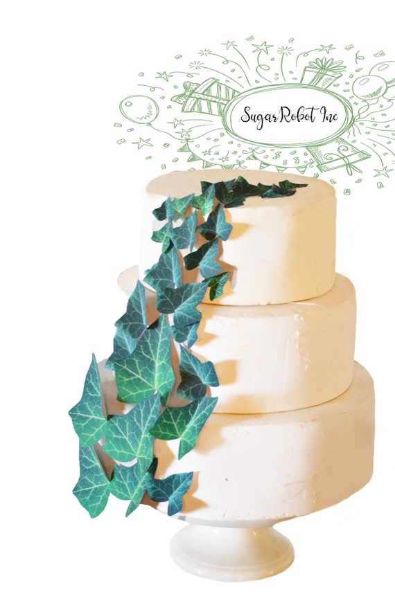 Edible Ivy Leaves Cake & Cupcake toppers - Wedding Cake Decorations