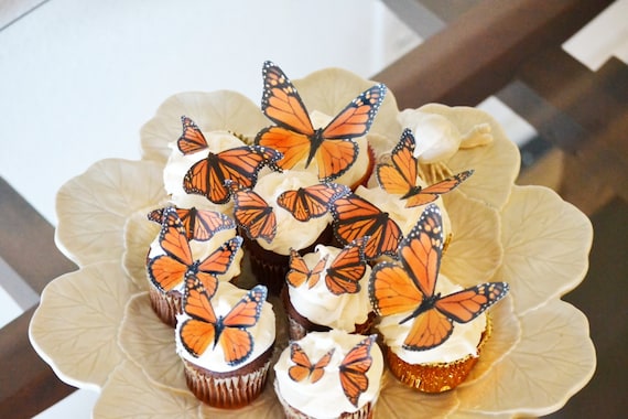 Edible Butterflies- Assorted size Monarchs - Cake & Cupcake Toppers - Wedding Cake Decoration Il_570xn