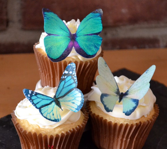 EDIBLE BUTTERFLIES The Original - Large Assorted Green - Cake & Cupcake toppers -PRECUT and Ready to Use Il_570xn
