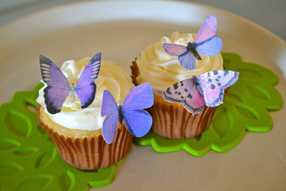 EDIBLE Butterfly The Original - Small Purples - Cake & Cupcake toppers - PRECUT and Ready to Use Il_570xn