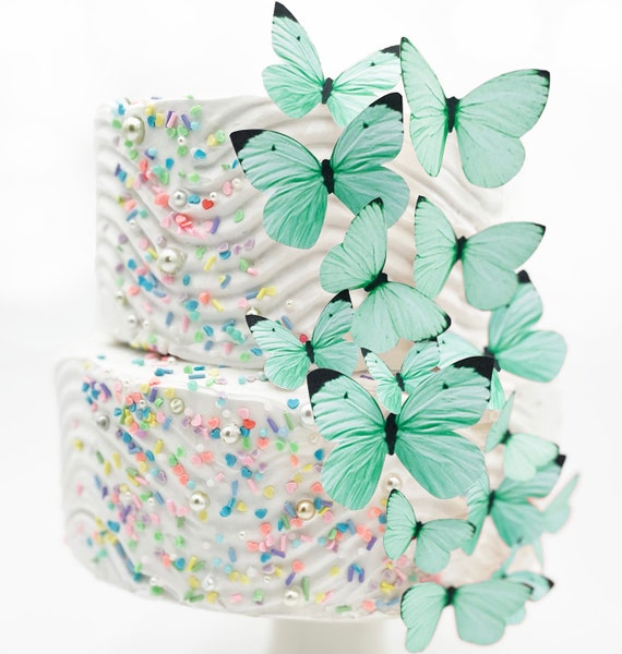 Wedding Cake Topper Edible Butterflies Pastel Choice of Color -  set of 15 - Cake & Cupcake Toppers - Food Decoration