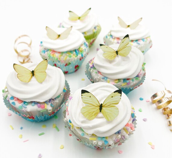 24 EDIBLE Pastel Butterflies  -  Cake & Cupcake toppers - Food Decorations - PRECUT and Ready to Use- Choice of color