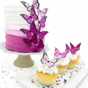 Hochzeitstorte Topper Essbare Ombre Monarchfalter Schmetterling Kuchen & Cupcake Toppers Essen Dekorationen Rosa