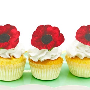 Edible Poppy Flowers Cake & Cupcake toppers - Food Decoration
