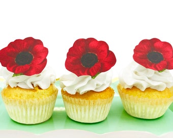 Edible Poppy Flowers Cake & Cupcake toppers - Food Decoration