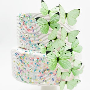 Wedding Cake Topper Edible Butterflies Pastel Choice of Color set of 15 Cake & Cupcake Toppers Food Decoration Green