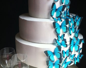 Pastel de bodas Topper comestible mariposas - Turqiouse surtido conjunto de 30 - torta y Cupcake Toppers - decoración de la boda