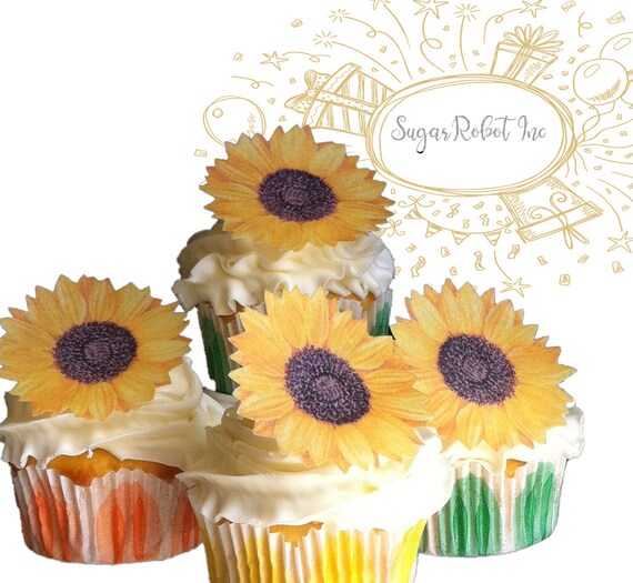 The Original EDIBLE Sunflowers Cake & Cupcake toppers Food