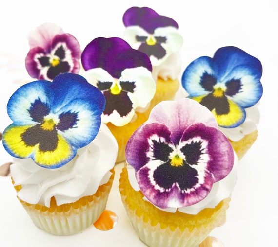 Edible Pansies- Pink, Purple, Blue - Cake & Cupcake toppers - Food Decoration