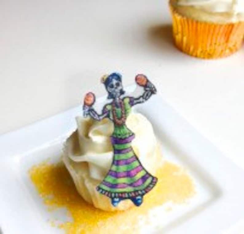 Edible Skeletons New SMALL size Dia De Los Muertos Cake & Cupcake toppers Halloween Decor image 2