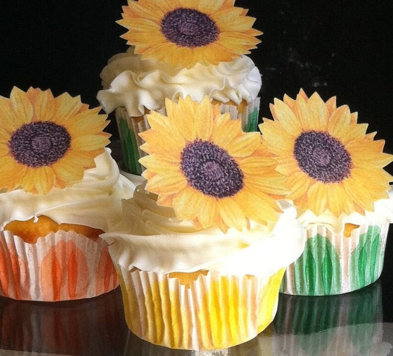 The Original EDIBLE Sunflowers Cake & Cupcake Toppers Food Etsy