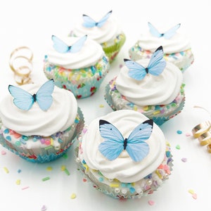24 EDIBLE Pastel Butterflies Cake & Cupcake toppers Food Decorations PRECUT and Ready to Use Choice of color Blue