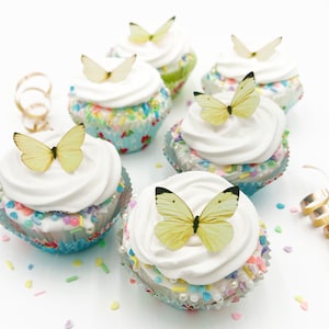 24 EDIBLE Pastel Butterflies Cake & Cupcake toppers Food Decorations PRECUT and Ready to Use Choice of color Yellow