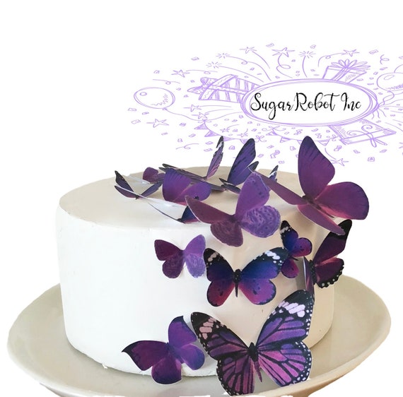 Edible Butterflies Assorted set of 15 Royal Purple- Cake and Cupcake Topper Decoration Supply Il_570xn