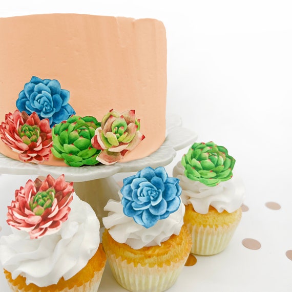 Sugar Robot Inc. Edible Wafer Succulents - Cake and Cupcake Toppers, Decoration Premium Crafted in the USA