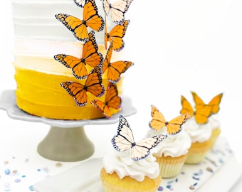 Wedding Cake Topper Edible Ombre Monarch Butterflies - Butterfly Cake & Cupcake Toppers - Food Decorations