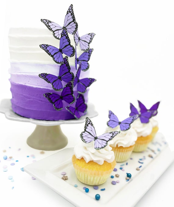 Wedding Cake Topper Edible Ombre Monarch Butterflies - Butterfly Cake & Cupcake Toppers - Food Decorations